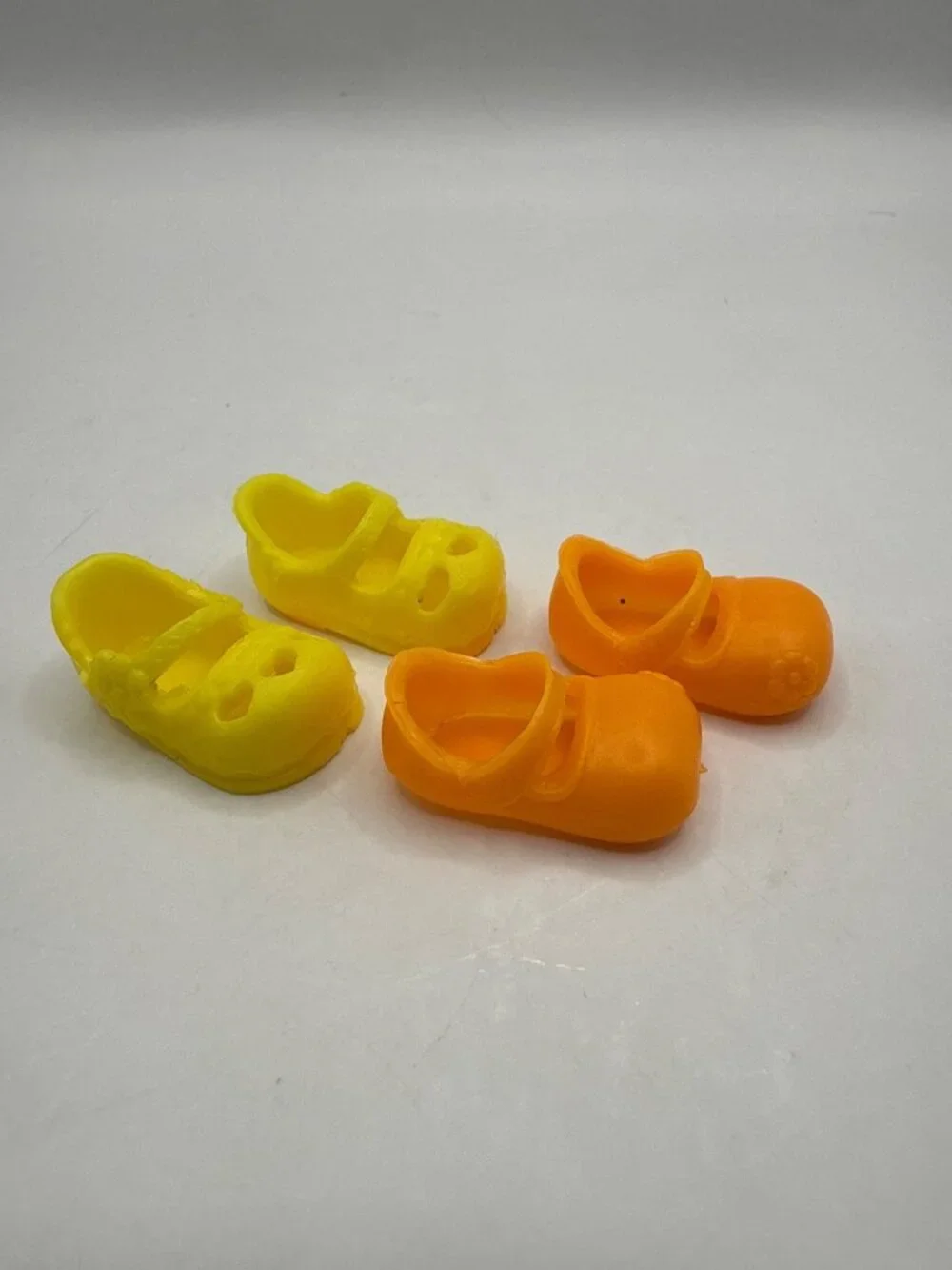 Vintage Doll Shoes Lot Yellow Heart Mary Janes & Orange Flats Slide On